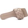 imageGreatonu Braided Flat Sandals for Women Square Open Toe Slide Sandals Summer Slip On Casual Woven SandalsNude