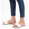 imageGreatonu Braided Flat Sandals for Women Square Open Toe Slide Sandals Summer Slip On Casual Woven SandalsWhite