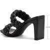 imageGreatonu Braided Sandals for Women Square Toe Block Heeled Sandals Two Strappy Mule Dress ShoesBlack