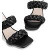imageGreatonu Braided Sandals for Women Square Toe Block Heeled Sandals Two Strappy Mule Dress ShoesBlack