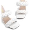 imageGreatonu Braided Sandals for Women Square Toe Block Heeled Sandals Two Strappy Mule Dress ShoesWhite