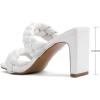 imageGreatonu Braided Sandals for Women Square Toe Block Heeled Sandals Two Strappy Mule Dress ShoesWhite