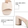 imageGreatonu Heeled Sandals Square Toe Sandals Slip On Fashion Wedding Chunky Block Mule Heels for WomenBeige