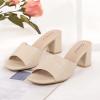 imageGreatonu Heeled Sandals Square Toe Sandals Slip On Fashion Wedding Chunky Block Mule Heels for WomenBeige