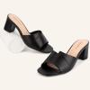 imageGreatonu Heeled Sandals Square Toe Sandals Slip On Fashion Wedding Chunky Block Mule Heels for WomenBlack