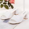 imageGreatonu Heeled Sandals Square Toe Sandals Slip On Fashion Wedding Chunky Block Mule Heels for WomenWhite