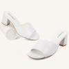 imageGreatonu Heeled Sandals Square Toe Sandals Slip On Fashion Wedding Chunky Block Mule Heels for WomenWhite