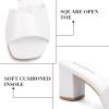 imageGreatonu Heeled Sandals Square Toe Sandals Slip On Fashion Wedding Chunky Block Mule Heels for WomenWhite