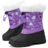 imageGreatonu Kids Snow Boots Waterproof Boys Girls Winter Boots Mid Calf Insulated Duck BootsPurpleCat