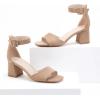 imageGreatonu Sandals For Women 2024 Womens Ankle Strap Block Heels Dress Shoes Open Toe Heeled SandalsFaux Suede Nude