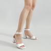 imageGreatonu Sandals For Women 2024 Womens Ankle Strap Block Heels Dress Shoes Open Toe Heeled SandalsPu White