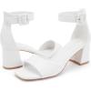 imageGreatonu Sandals For Women 2024 Womens Ankle Strap Block Heels Dress Shoes Open Toe Heeled SandalsPu White