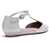imageGreatonu Women Pointed Toe T Strap Low Wedge Dress Flat Shoes