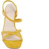 imageGreatonu Women Yellow Strappy Sandal Cross Strap Square Toe Kitten Heeled Sandals Dress Shoes Size 95