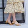 imageGreatonu Women Yellow Strappy Sandal Cross Strap Square Toe Kitten Heeled Sandals Dress Shoes Size 95