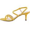 imageGreatonu Women Yellow Strappy Sandal Cross Strap Square Toe Kitten Heeled Sandals Dress Shoes Size 95