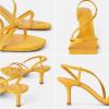 imageGreatonu Women Yellow Strappy Sandal Cross Strap Square Toe Kitten Heeled Sandals Dress Shoes Size 95