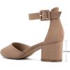 imageGreatonu Womens Ankle Strap Closed Toe Low Block Heel Wedding Dress Dorsay Pumps