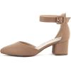 imageGreatonu Womens Ankle Strap Closed Toe Low Block Heel Wedding Dress Dorsay Pumps