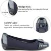 imageGreatonu Womens Ballet Flats Casual Comfort Slip On Low Wedge Dress Shoes with BuckleNavy