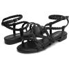 imageGreatonu Womens Braided Flat Sandals Comfortable Summer Casual Dressy Strappy SandalsBlack