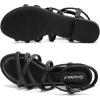 imageGreatonu Womens Braided Flat Sandals Comfortable Summer Casual Dressy Strappy SandalsBlack