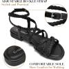 imageGreatonu Womens Braided Flat Sandals Comfortable Summer Casual Dressy Strappy SandalsBlack