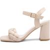 imageGreatonu Womens Braided Heeled Sandals Square Open Toe Summer Block Heels Dressy SandalsBeige Braided