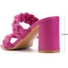 imageGreatonu Womens Braided Heeled Sandals Square Open Toe Summer Heels Slip On Dressy Sandals with Chunky Heel 335 InchHot Pink