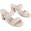 imageGreatonu Womens Braided Heeled Sandals Square Open Toe Summer Heels Slip On Dressy Sandals with Chunky Heel 335 InchNude