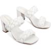 imageGreatonu Womens Braided Heeled Sandals Square Open Toe Summer Heels Slip On Dressy Sandals with Chunky Heel 335 InchWhite