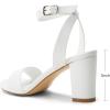 imageGreatonu Womens Clear Chunky Heels Sandals Open Toe Ankel Strap Block Heel Sandal for Women Dressy Party Wedding Shoes Transparent High Heels Sandals PumpsWhite Pu