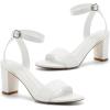 imageGreatonu Womens Clear Chunky Heels Sandals Open Toe Ankel Strap Block Heel Sandal for Women Dressy Party Wedding Shoes Transparent High Heels Sandals PumpsWhite Pu