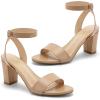 imageGreatonu Womens Clear Chunky Heels Sandals Open Toe Ankel Strap Block Heel Sandal for Women Dressy Party Wedding Shoes Transparent High Heels Sandals PumpsNude Pu