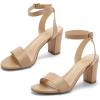 imageGreatonu Womens Clear Chunky Heels Sandals Open Toe Ankel Strap Block Heel Sandal for Women Dressy Party Wedding Shoes Transparent High Heels Sandals PumpsNude Pu
