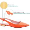 imageGreatonu Womens Closed Pointed Toe Pumps Low Heels Slingback Flats Shoes Orange Size 7 US