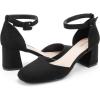 imageGreatonu Womens Closed Toe Ankle Strap 25 inch Low Block Heels Dress Wedding Party Pumps ShoesBlack