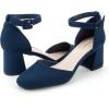 imageGreatonu Womens Closed Toe Ankle Strap 25 inch Low Block Heels Dress Wedding Party Pumps ShoesNavy
