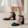 imageGreatonu Womens Closed Toe Ankle Strap 25 inch Low Block Heels Dress Wedding Party Pumps ShoesNavy
