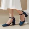 imageGreatonu Womens Closed Toe Ankle Strap 25 inch Low Block Heels Dress Wedding Party Pumps ShoesNavy
