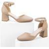 imageGreatonu Womens Closed Toe Ankle Strap 25 inch Low Block Heels Dress Wedding Party Pumps ShoesNude