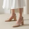 imageGreatonu Womens Closed Toe Ankle Strap 25 inch Low Block Heels Dress Wedding Party Pumps ShoesNude
