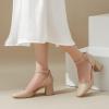 imageGreatonu Womens Closed Toe Ankle Strap 25 inch Low Block Heels Dress Wedding Party Pumps ShoesNude