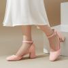 imageGreatonu Womens Closed Toe Ankle Strap 25 inch Low Block Heels Dress Wedding Party Pumps ShoesPink