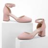 imageGreatonu Womens Closed Toe Ankle Strap 25 inch Low Block Heels Dress Wedding Party Pumps ShoesPink