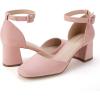 imageGreatonu Womens Closed Toe Ankle Strap 25 inch Low Block Heels Dress Wedding Party Pumps ShoesPink