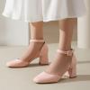imageGreatonu Womens Closed Toe Ankle Strap 25 inch Low Block Heels Dress Wedding Party Pumps ShoesPink