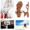imageGreatonu Womens Flat Sandals Slip On Summer Gladiator Open Toe Braided Slingback ShoesCamel