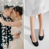imageGreatonu Womens Flats Cut Out Round Toe Slip On Floral Ballet Flat Comfortable Lace Flats DressyBlack