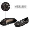imageGreatonu Womens Flats Cut Out Round Toe Slip On Floral Ballet Flat Comfortable Lace Flats DressyBlack
